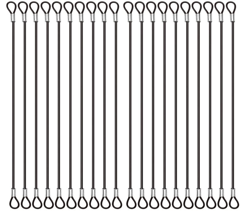 CKANDAY 20 Pack Safety Stainless Steel Tethers,Coated Security Tether Lanyard Kit Cable Wire Compatible with All Editions,Action Camera Series Devices and Other Applicable Equipment,Black - Image 1